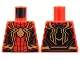 Part No: 973pb4457  Name: Torso Spider-Man Costume, Black Webbing and Side Panels, Large Gold Spider Pattern