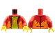 Part No: 973pb4470c01  Name: Torso Jacket, Orange and Yellow Flames, Lime Shirt, Lightning Bolt Pattern / Red Arms / Yellow Hands