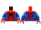 Part No: 973pb4541c01  Name: Torso Black Spider, Dark Red Webbing, Blue Side Panels, Red Spider on Back Pattern / Blue Arms / Red Hands