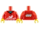 Part No: 973pb4941c01  Name: Torso Hoodie, Dark Turquoise T-Shirt, White Koi Fish, Waves, LEGO Logo on Back Pattern / Red Arms / Yellow Hands