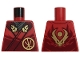 Part No: 973pb5229 Name: Torso Robe Dark Red Straps, Gold Buckles, Ninjago Logogram Letter K and Dragon Head and Orb on Back Pattern Part No: 973pb5229 Name: Torso Robe Dark Red Straps, Gold Buckles, Ninjago Logogram Letter K and Dragon Head and Orb on Back Pattern