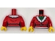 Part No: 973pb5422c01  Name: Torso Female Santa Jacket with White Fur Collar over Green Turtleneck Sweater, Black Belt, Silver Buckle Pattern / Red Arms / Yellow Hands