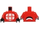 Part No: 973pb5993c01  Name: Torso with White and Coral Checkered Stomach, Black and White Tail on Back Pattern / Red Arms with Black and White Feathers Pattern / Black Hands