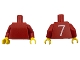 Part No: 973pb6183c01  Name: Torso Soccer Plain with White Number 7 on Back Pattern / Red Arms / Yellow Hands