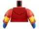 Part No: 973pb6431c01  Name: Torso Dark Red Feathers Pattern / Red Bird Wings with Yellow and Blue Feathers Pattern