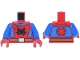 Part No: 973pb6498c01  Name: Torso Black Spider, Dark Red Webbing, Dark Azure Side Panels, Dark Orange Belt, Silver Buckle, Red Spider on Back Pattern / Blue Arms / Red Hands