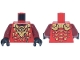 Part No: 973pb6504c01  Name: Torso Robe with Gold and Dark Orange Dragon Head and Armor, Dark Red Scales Pattern / Dark Red Arms / Black Hands