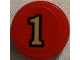 Part No: 98138pb207  Name: Tile, Round 1 x 1 with Gold Number 1 on Red Background Pattern (Sticker) - Set 71044