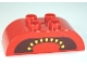 Part No: 98223pb004  Name: Duplo, Brick 2 x 4 Slope Curved Double with Yellow Seeds on Dark Red Background, Cut Tomato Pattern