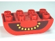 Lot ID: 346668725  Part No: 98224pb002  Name: Duplo, Brick 2 x 4 Slope Curved Inverted Double with Yellow Seeds on Dark Red Background, Cut Tomato Pattern
