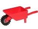 Lot ID: 262242445  Part No: 98288c04  Name: Minifigure, Utensil Wheelbarrow with Dark Bluish Gray Pulley Wheel with Black Tire 15mm D. x 6mm Offset Tread Small - Band Around Center of Tread (98288 / 3464c04)