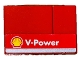 Part No: BA188pb02R  Name: Stickered Assembly 3 x 2 with Shell 'V-Power' Pattern Model Right Side (Sticker) - Set 8142-2 - 1 Tile 1 x 2, 1 Tile 2 x 2