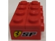 Part No: BA189pb01  Name: Stickered Assembly 4 x 2 x 1 with Black 'SF' and Scuderia Ferrari Logo Pattern on Both Sides (Stickers) - Set 8153 - 1 Brick 1 x 4, 1 Brick, Modified 1 x 4 with Studs on Side