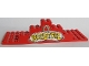 Part No: BA355pb01  Name: Stickered Assembly 16 x 6 x 3 1/3 with Red Cross and Yellow 'HOSPITAL' Pattern (Sticker) - Sets 137-1, 347-3 - 1 Red Plate 6 x 16, 2 Brick 2 x 2 without Inside Supports, 2 Brick 2 x 3 without Cross Supports, 2 Brick 2 x 4 without Cross Supports