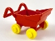 Part No: fabad3c02  Name: Fabuland Stroller Chassis with Yellow Wheel Pair Small with Center Stud fixed on Red Axle (fabad3 / fabwheel4)