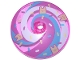 Part No: 35394pb013  Name: Dish 4 x 4 Inverted (Radar) with Open Stud with Tan Cats and White, Dark Pink and Medium Azure Swirls and Sprinkles Pattern