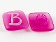 Part No: 45467pb02  Name: Clikits, Icon Square 2 x 2 Small with Pin, Frosted with Silver Capital Letter B Pattern
