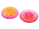 Part No: 45471pb06  Name: Clikits, Icon Round 2 x 2 Large with Pin with Yellow Flower with Sparkles Pattern