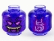 Part No: 3626pb3348  Name: Minifigure, Head Alien Ghost with Dark Purple Face, Magenta Eyes and Open Mouth and Gold Sharp Teeth Pattern