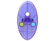 Part No: 92747pb07  Name: Minifigure, Shield Elliptical with Dimensions Keystone Symbol with White, Lime and Medium Azure Circles Pattern