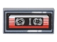 Part No: 3069pb1104  Name: Tile 1 x 2 with Cassette Tape with Red and White Striped Label and Black Frame Pattern