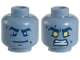 Part No: 3626cpb1915  Name: Minifigure, Head Dual Sided Alien Dark Blue Thick Eyebrows, Crooked Smile, White Pupils / Yellow Eyes, Bared Teeth Angry Pattern - Hollow Stud
