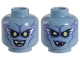 Part No: 3626cpb1916  Name: Minifigure, Head Dual Sided Alien Female with Yellow Eyes, Lightning, Purple Lips and Shading, Fangs, Smile / Wink, Lopsided Smirk Pattern - Hollow Stud