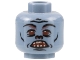 Part No: 3626pb0010  Name: Minifigure, Head Alien Troll with Black Eyebrows, Eyelids, Nose, Cheek Lines, and Chin Dimple, Red Eyes and Nostrils, Open Mouth with Teeth Parted Pattern