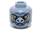 Part No: 3626pb1078 Name: Minifigure, Head Alien Chima Bat with Bright Light Orange Eyes, Bright Light Blue Nose, Dark Blue Fur Lines, and White Lower Fangs Pattern Part No: 3626pb1078 Name: Minifigure, Head Alien Chima Bat with Bright Light Orange Eyes, Bright Light Blue Nose, Dark Blue Fur Lines, and White Lower Fangs Pattern