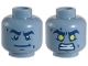 Part No: 3626pb1915  Name: Minifigure, Head Dual Sided Alien Dark Blue Thick Eyebrows, Crooked Smile, White Pupils / Yellow Eyes, Bared Teeth Angry Pattern