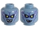Part No: 3626pb1916  Name: Minifigure, Head Dual Sided Alien Female with Yellow Eyes, Lightning, Purple Lips and Shading, Fangs, Smile / Wink, Lopsided Smirk Pattern