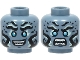Part No: 3626pb2828  Name: Minifigure, Head Dual Sided Alien with Black and Light Aqua Eyebrows and Markings, Medium Azure Eyes, Open Mouth Smile / Angry with Bared Teeth Pattern