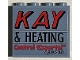 Part No: 60581pb198L  Name: Panel 1 x 4 x 3 with Side Supports - Hollow Studs with 'KAY, '& HEATING', 'Control Experts!' and 'Call JK5-1350' Pattern Model Back Left Side (Sticker) - Set 21330