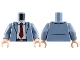 Lot ID: 380354980  Part No: 973pb1415c01  Name: Torso Suit Jacket Open over White Shirt, Dark Red Tie, Dark Brown Belt with Silver Buckle Pattern / Sand Blue Arms / Light Nougat Hands