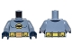 Part No: 973pb2246c01  Name: Torso Batman Logo in Yellow Oval with Yellow Utility Belt and Gold Buckle Pattern / Sand Blue Arms / Dark Blue Hands