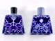 Part No: 973pb2832  Name: Torso Female Outline with Black and Dark Purple Rocks and White and Blue Lightning Effect Pattern