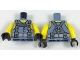 Part No: 973pb2847c01  Name: Torso Scuba Suit with Utility Belt with 2 Pouches, Yellow Neck and Shoulders Pattern / Yellow Arms / Black Hands