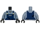 Part No: 973pb6170c01 Name: Torso Pixelated Dark Blue Overalls with Pocket, Black Spots and Gold Buckles over Shirt, Dark Bluish Gray Neck Pattern / Sand Blue Arms / Black Hands Part No: 973pb6170c01 Name: Torso Pixelated Dark Blue Overalls with Pocket, Black Spots and Gold Buckles over Shirt, Dark Bluish Gray Neck Pattern / Sand Blue Arms / Black Hands