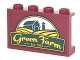 Part No: 14718pb050  Name: Panel 1 x 4 x 2 with Side Supports - Hollow Studs with Sign, Yellow 'Green Farm Est. 1932' and Dark Green Barn and Silo Pattern (Sticker) - Set 10290