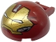 Part No: 18990pb05  Name: Windscreen 4 x 4 x 1 2/3 Canopy Half Sphere with Bar Handle with Gold Hulkbuster Face with Silver Cheeks and Forehead Panel Pattern