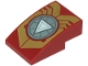 Lego part: Slope, Curved 3 x 2 with Gold Iron Man Armor Plates and Metallic Light Blue Circle Arc Reactor with White Triangle Pattern