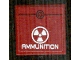 Lot ID: 232366936  Part No: 3068pb0875  Name: Tile 2 x 2 with White Radiation Warning and 'AMMUNITION' Pattern (Sticker) - Set 8102