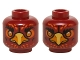 Part No: 3626pb1144  Name: Minifigure, Head Dual Sided Alien Chima Phoenix Amber Eyes, Orange Feathers, Yellow Beak, Neutral / Stern Pattern (Foltrax)