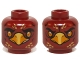 Part No: 3626pb1145  Name: Minifigure, Head Dual Sided Alien Chima Phoenix with Bright Light Orange Eyes and Beak, Gold Feathers, Neutral / Stern Pattern (Fluminox)