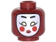 Part No: 3626pb1777  Name: Minifigure, Head Female White Kabuki Mask with Black Eyebrows, Yellowish Green Eyes, Red Cheeks and Lips Pattern
