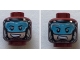 Part No: 3626pb2154  Name: Minifigure, Head Dual Sided Black Eyebrows, Light Blue Visor, Mouth Open/ Grim Pattern (ATOM)