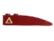 Part No: 42022pb34L  Name: Slope, Curved 6 x 1 with Dark Red Triangle with Tan Border Pattern Model Left Side (Sticker) - Set 7296