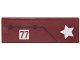 Part No: 63864pb052  Name: Tile 1 x 3 with White Star and '77', Black Line and 2 Screws Pattern (Sticker) - Set 76077