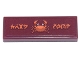 Part No: 63864pb145  Name: Tile 1 x 3 with Ninjago Logogram 'CRAB SHOP' and Orange Crab Pattern (Sticker) - Set 71741