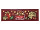 Part No: 69729pb055  Name: Tile 2 x 6 with Dark Orange Teddy Bear, 'SANTA'S Toys and Games', Presents, Toys, and Gold Stars Pattern (Sticker) - Set 10308